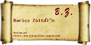 Baricz Zoltán névjegykártya