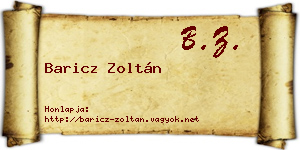 Baricz Zoltán névjegykártya